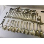 Good quality EP cutlery set together with various loose servers, spoons & Grape cutters