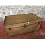 Large vintage leather travel trunk