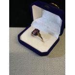 9ct gold ladies ring set with Amethyst stone