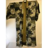 Late 19th century Japanese traditional Kimono gown styled with woo dogs