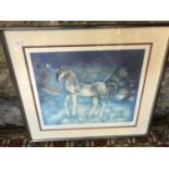 Original coloured lithograph titled "La Licorne" by Salvador Dali signed and numbered 132/300.