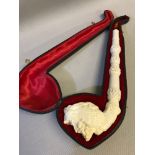 Large cased meerschaum carved pipe