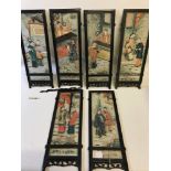 19th Century Japanese lacquered small screens, all hand painted on glass. Stand 40cm in height