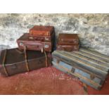 Collection of Vintage Trunks and Vintage Cases.