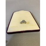 9CT White Gold ladies Art Deco style ring set with 0.5ct of Diamonds. 3.32Grams