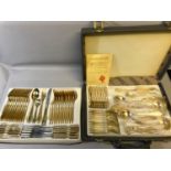 A canteen of cutlery within an original fitted case, 'SBS' Bestecke, 23/24 ct. gold plate