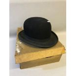 Vintage Bowlers hat with original box. Makers True Value G&W. King Ltd Edinburgh