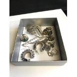 A Box of mixed silver earrings