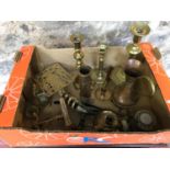 Box full of brass and copper wares