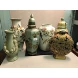 A lot of six vases, some of an oriental theme