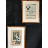 2 Vintage advertising prints framed in veneer