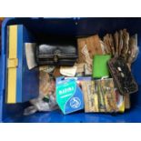 Box filled with fishing lures & line etc