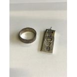 Birmingham silver band ring together with heavy Birmingham silver ingot