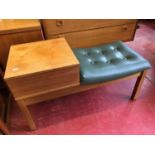 Retro telephone table styled with button seated cushion