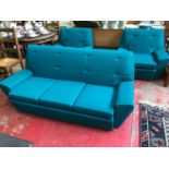 1950s 60s classic retro 3 piece material suite, Very stylish, Turquoise coloured and in Great