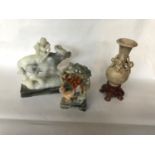 A lot of three carved hard stone oriental ornaments