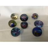 A Collection of 8 Caithness Scottish paperweights, Includes mystic island 21/350, four nations 96/