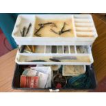 Fishing tackle box filled with various lures & tackle