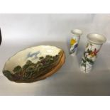 Royal Doulton Bowl together with 2 Portmeirion Botanic Garden vases
