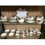 39 Piece Royal Albert old country roses tea set, tea pot, Cruet set & cake plate