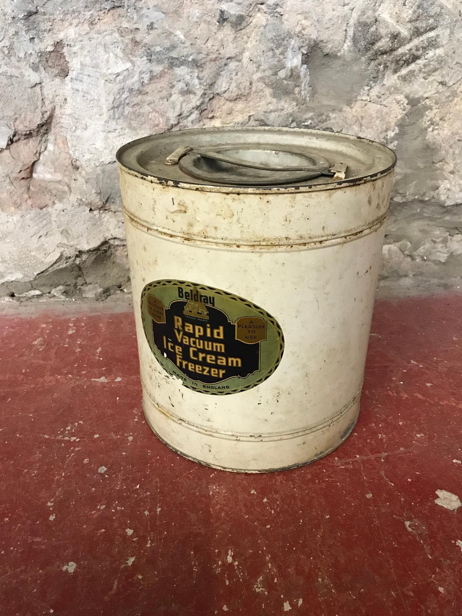 Vintage Beldray trade mark "Rapid vacuum ice cream freezer" canister