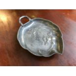 Antique Art Nouveau Kayserzinn pewter candy dish supported on three feet. No# 4066 stamped to base