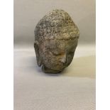 Contemporary hard stone Chinese Buddha head, Measures 21cm in height