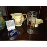 2 Pieces of Carlton ware, Art Deco style brooch & Vintage glass Horlicks mixer