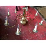 Large brass 8 branch chandelier