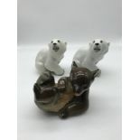 A lot of 3 USSR Polar bears and brown bear figures
