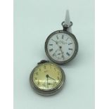 A silver cased Acme pocket watch, together with a metal pocket watch by Westclox