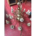 A Large brass antique chandelier (very heavy)