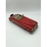 Vintage Distler metal windup clockwork red car made in US Zone Germany. Measure 7x26x9cm