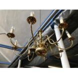 Large brass 8 branch chandelier