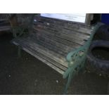 Garden bench with cast iron sides.