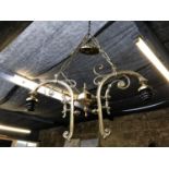 Solid brass ornate two branch chandelier