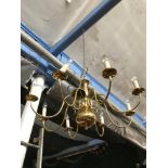 Large brass 8 branch chandelier