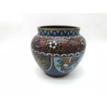 Early 1900's Phoenix & dragon design cloisonne pot. Measures 13cm in height.