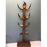 Victorian bull horn hat/ coat stand. The horns have pewter ball ends to the horn points.