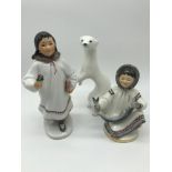A Lot of 3 USSR Figures which includes 2 Eskimo girls and Ferret.