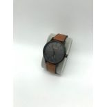 Mens Hugo Boss watch with brown leather strap. working