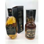 The Antiquary finest old Scotch whisky 12 years old. Full, Sealed and boxed. Together with Chivas
