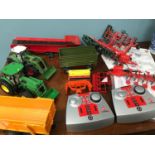 A Collection of really good condition Siku radio controlled tractors and various trailers, (Please