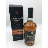 Highland Park 12 year old single malt Scotch Whisky, discontinued design (full, sealed and boxed)
