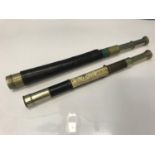 Two antique pull scopes, Makers J. Coombes Devonport & Ross London No21664. Both have good quality