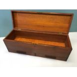 A long mahogany tool chest with drawers