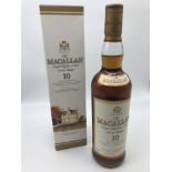 Macallan 10 year old Exclusively matured in sherry oak casks. Full, sealed and boxed.