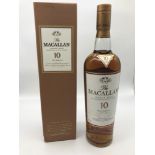 The Macallan 10 year old single malt Highland Scotch Whisky, Exclusively matured in selected