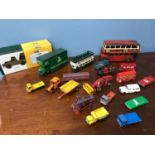 A Lot of Corgi & Lesney truck, bus and tractor models, Includes Tr-Ang Minic red double decker