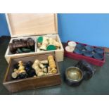 A Lot of 2 Chess piece sets, Drafts set & black forest bear ashtray.